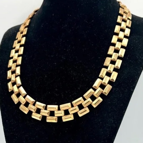 Vintage Avon Chunky Chain Necklace Tile gold link AVON gold tone 18" - Picture 8 of 13